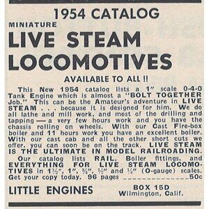 1954 Catalog Miniature Live Steam Locomotives Ad Print Partial Page Original Vin